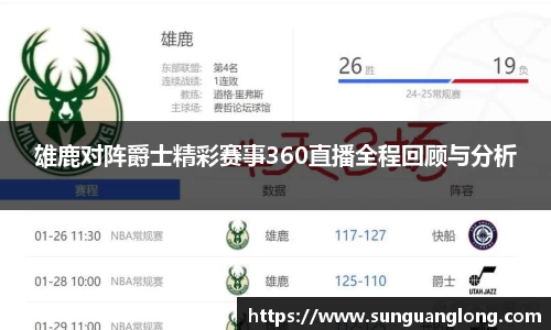 雄鹿对阵爵士精彩赛事360直播全程回顾与分析